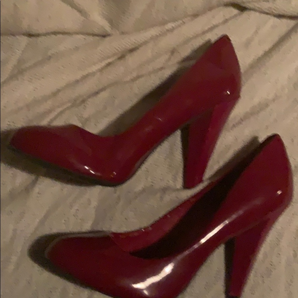 Red woman’s high heels
